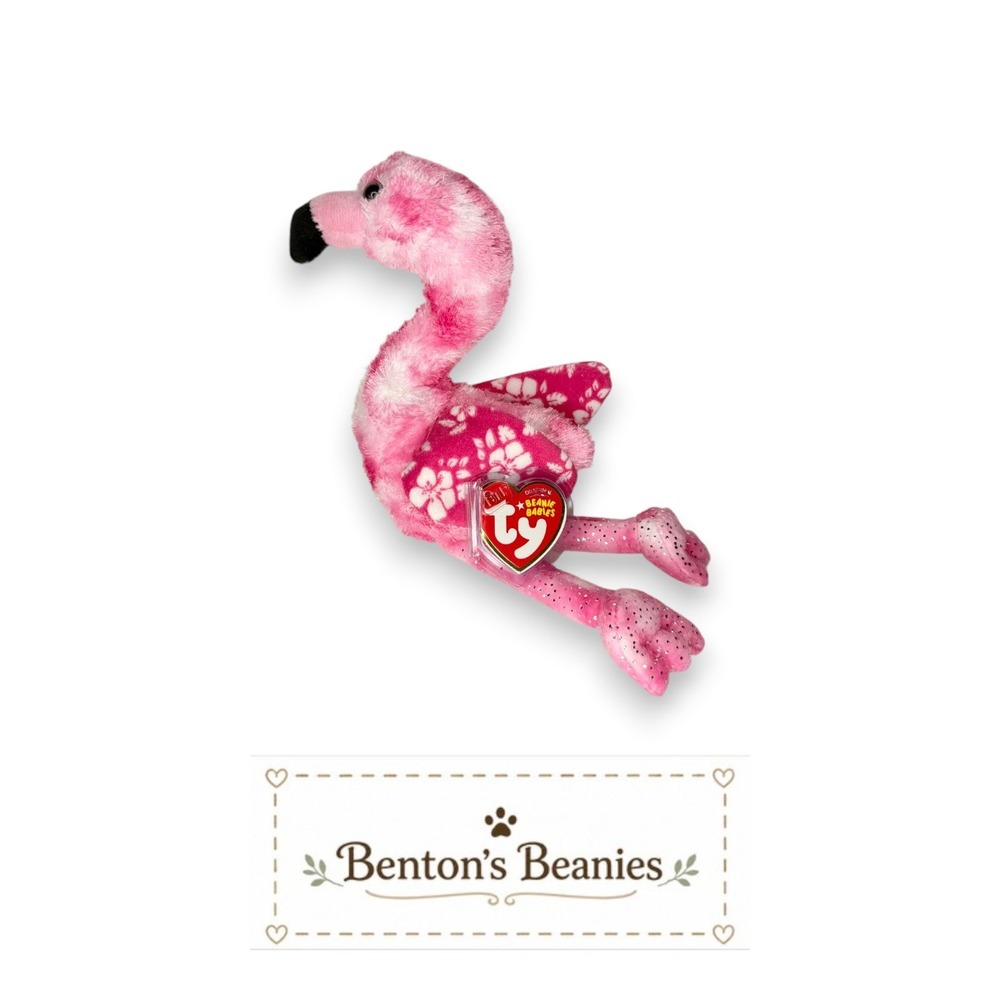 Tiki the Flamingo Ty Beanie Baby | Tropical Pinky Pal 🌺 | Mint Heart Tag ⭐